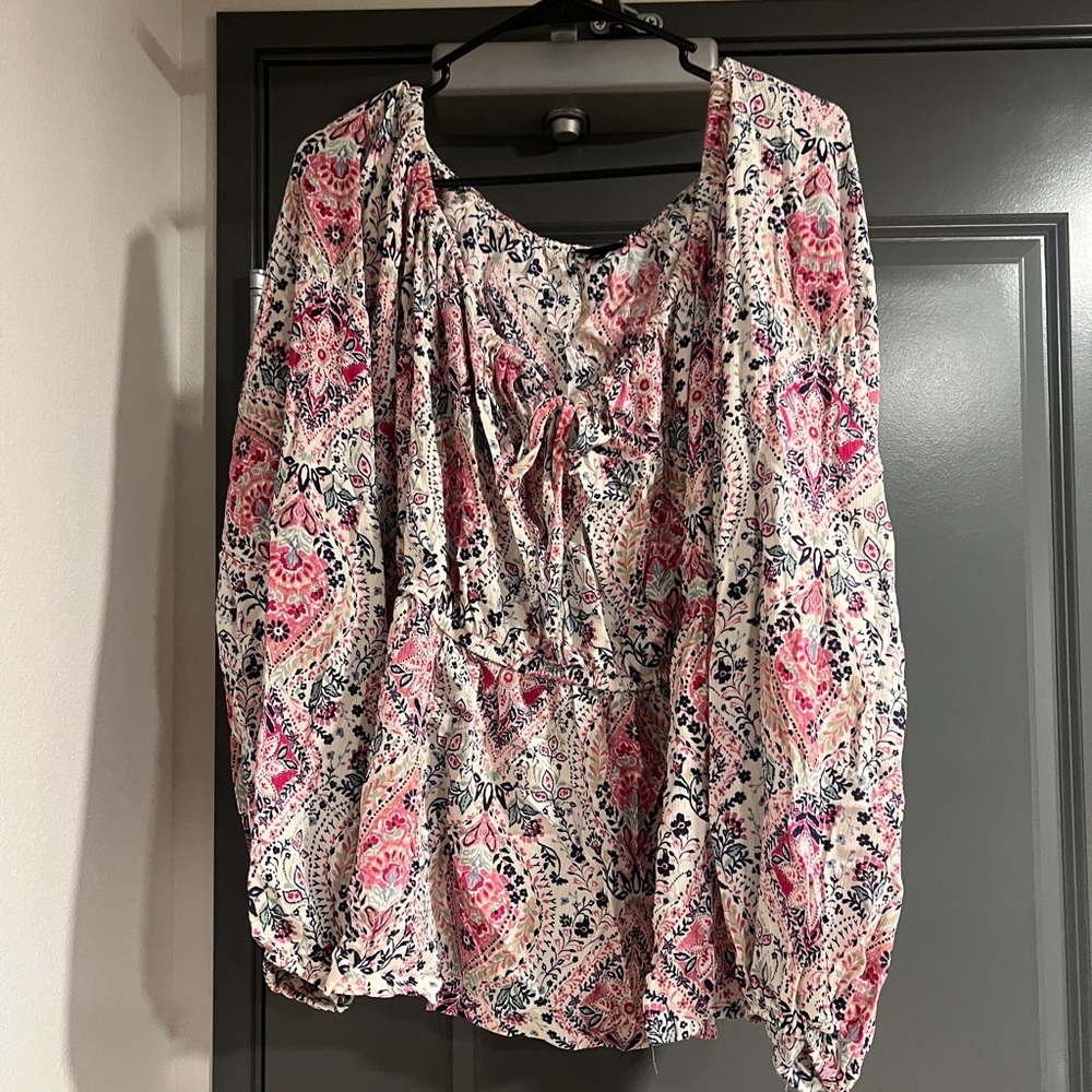 33. Torrid Pink and Cream Paisley Blouse